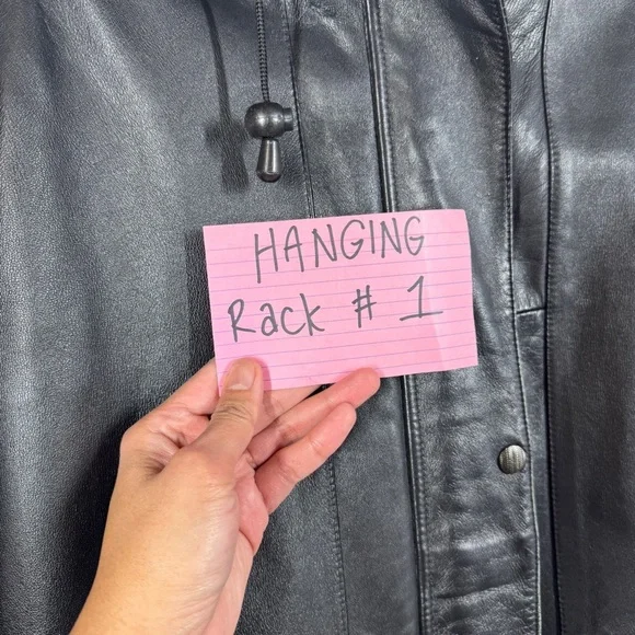 Bod & Christensen Black Leather Coat Size L Quilted Lined Hooded Jacket - Picture 16 of 16